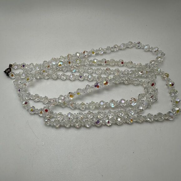 54" vintage Aurora Borealis (AB) crystal necklace! - Picture 10 of 14